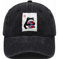 Grumpy Frog Norway Soccer Fan Washed Cotton Baseball Cap Japanese Style Match Day