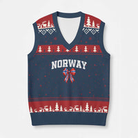 Norwegian Girl Coquette Bow V-Neck Knit Sweater Vest Norway Flag Pride Gift