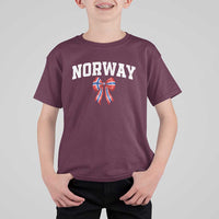 Norwegian Girl Coquette Bow T Shirt For Kid Norway Flag Pride Gift