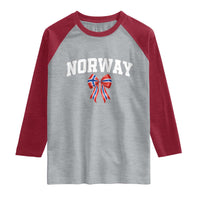 Norwegian Girl Coquette Bow Raglan Shirt Norway Flag Pride Gift