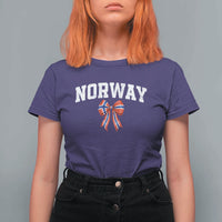 Norwegian Girl Coquette Bow T Shirt For Women Norway Flag Pride Gift