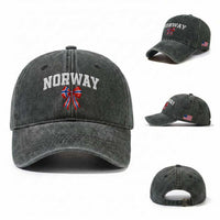 Norwegian Girl Coquette Bow Washed Cotton Baseball Cap Norway Flag Pride Gift