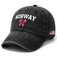 Norwegian Girl Coquette Bow Washed Cotton Baseball Cap Norway Flag Pride Gift