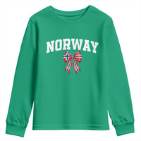 Norwegian Girl Coquette Bow Youth Sweatshirt Norway Flag Pride Gift