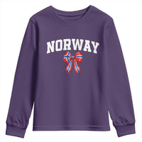 Norwegian Girl Coquette Bow Youth Sweatshirt Norway Flag Pride Gift