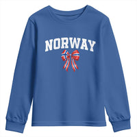 Norwegian Girl Coquette Bow Youth Sweatshirt Norway Flag Pride Gift