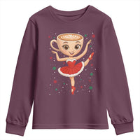 Funny Christmas Youth Sweatshirt Ballerina Cappuccino Brainrot Meme Gift - Wonder Print Shop
