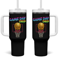 Game Day Drip Tumbler With Handle Funny Basketball Lover Street Style Design