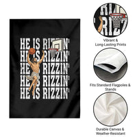 Christian Basketball Lover Garden Flag He Is Rizzin Funny Gift - Wonder Print Shop