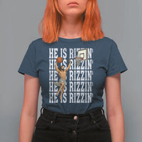 Christian Basketball Lover T Shirt For Women He Is Rizzin Funny Gift - Wonder Print Shop