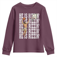 Christian Basketball Lover Youth Sweatshirt He Is Rizzin Funny Gift - Wonder Print Shop
