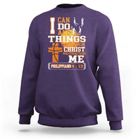 Christian Basketball Sweatshirt I Can Do All Things Through Christ Bible Verse - Wonder Print Shop