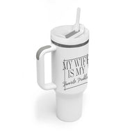 Funny My Wife Is My Favorite Problem Quote Tumbler With Handle Husband Marriage Wife Gift
