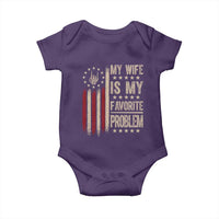 Funny My Wife Is My Favorite Problem Baby Onesie American Flag Husband Marriage Gift