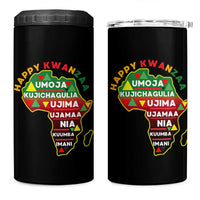 Happy Kwanzaa African Map 4 in 1 Can Cooler Tumbler Nguzo Saba Seven Principles African Heritage Gift - Wonder Print Shop