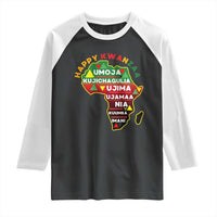 Happy Kwanzaa African Map Raglan Shirt Nguzo Saba Seven Principles African Heritage Gift - Wonder Print Shop