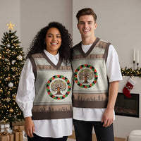 Kwanzaa Tree Of Life V-Neck Knit Sweater Vest African American Holiday Gift - Wonder Print Shop