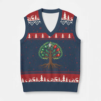 Seven Candles Of Kwanzaa Tree Of Life V-Neck Knit Sweater Vest African Heritage Gift - Wonder Print Shop