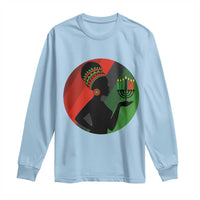 African Woman With Kinara Long Sleeve Shirt Happy Kwanzaa Cultural Pride Gift - Wonder Print Shop
