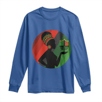 African Woman With Kinara Long Sleeve Shirt Happy Kwanzaa Cultural Pride Gift - Wonder Print Shop