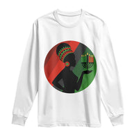 African Woman With Kinara Long Sleeve Shirt Happy Kwanzaa Cultural Pride Gift - Wonder Print Shop