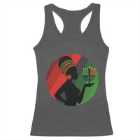 African Woman With Kinara Racerback Tank Top Happy Kwanzaa Cultural Pride Gift - Wonder Print Shop