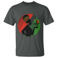African Woman With Kinara T Shirt Happy Kwanzaa Cultural Pride Gift - Wonder Print Shop