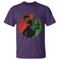 African Woman With Kinara T Shirt Happy Kwanzaa Cultural Pride Gift - Wonder Print Shop