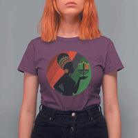African Woman With Kinara T Shirt For Women Happy Kwanzaa Cultural Pride Gift - Wonder Print Shop