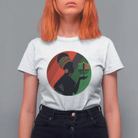 African Woman With Kinara T Shirt For Women Happy Kwanzaa Cultural Pride Gift - Wonder Print Shop