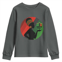 African Woman With Kinara Youth Sweatshirt Happy Kwanzaa Cultural Pride Gift - Wonder Print Shop