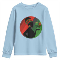 African Woman With Kinara Youth Sweatshirt Happy Kwanzaa Cultural Pride Gift - Wonder Print Shop