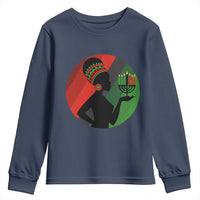 African Woman With Kinara Youth Sweatshirt Happy Kwanzaa Cultural Pride Gift - Wonder Print Shop