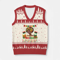Kwanzaa Blessings African Woman V-Neck Knit Sweater Vest Umoja Seven Principles Family Gift - Wonder Print Shop