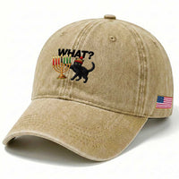 Funny Black Cat Chaos Kwanzaa Kinara Candle Washed Cotton Baseball Cap African Heritage Gift