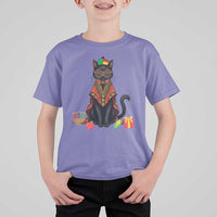 Cute Kwanzaa Cat Dashiki T Shirt For Kid African Heritage Gift - Wonder Print Shop
