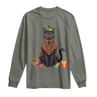 Cute Kwanzaa Cat Dashiki Long Sleeve Shirt African Heritage Gift - Wonder Print Shop