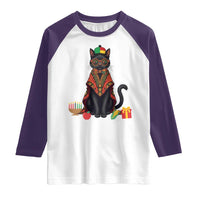 Cute Kwanzaa Cat Dashiki Raglan Shirt African Heritage Gift - Wonder Print Shop