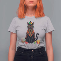 Cute Kwanzaa Cat Dashiki T Shirt For Women African Heritage Gift - Wonder Print Shop