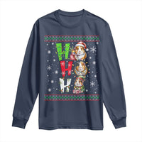 Funny Guinea Pig Ho Ho Ho Ugly Christmas Sweater Long Sleeve Shirt Cute Pet Lover - Wonder Print Shop