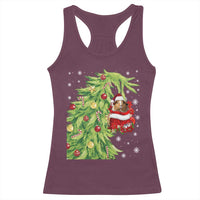 Funny Christmas Guinea In Green Hand Naughty Racerback Tank Top Cute Pet Lover Gift - Wonder Print Shop