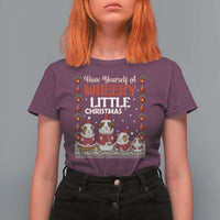 Christmas Guinea Pig Lover T Shirt For Women Have Yourself A Wheeky Little - Wonder Print Shop