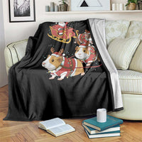 Funny Christmas Guinea Pig Lover Gift Throw Blanket Santa Pig Sleigh Crew - Wonder Print Shop