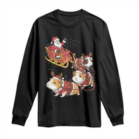 Funny Christmas Guinea Pig Lover Gift Long Sleeve Shirt Santa Pig Sleigh Crew - Wonder Print Shop