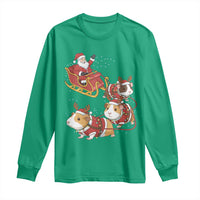 Funny Christmas Guinea Pig Lover Gift Long Sleeve Shirt Santa Pig Sleigh Crew - Wonder Print Shop