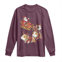 Funny Christmas Guinea Pig Lover Gift Long Sleeve Shirt Santa Pig Sleigh Crew - Wonder Print Shop