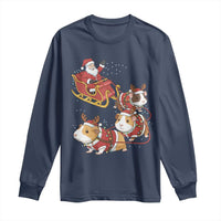Funny Christmas Guinea Pig Lover Gift Long Sleeve Shirt Santa Pig Sleigh Crew - Wonder Print Shop