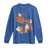 Funny Christmas Guinea Pig Lover Gift Long Sleeve Shirt Santa Pig Sleigh Crew - Wonder Print Shop