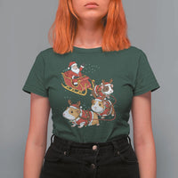 Funny Christmas Guinea Pig Lover Gift T Shirt For Women Santa Pig Sleigh Crew - Wonder Print Shop