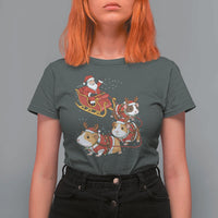Funny Christmas Guinea Pig Lover Gift T Shirt For Women Santa Pig Sleigh Crew - Wonder Print Shop